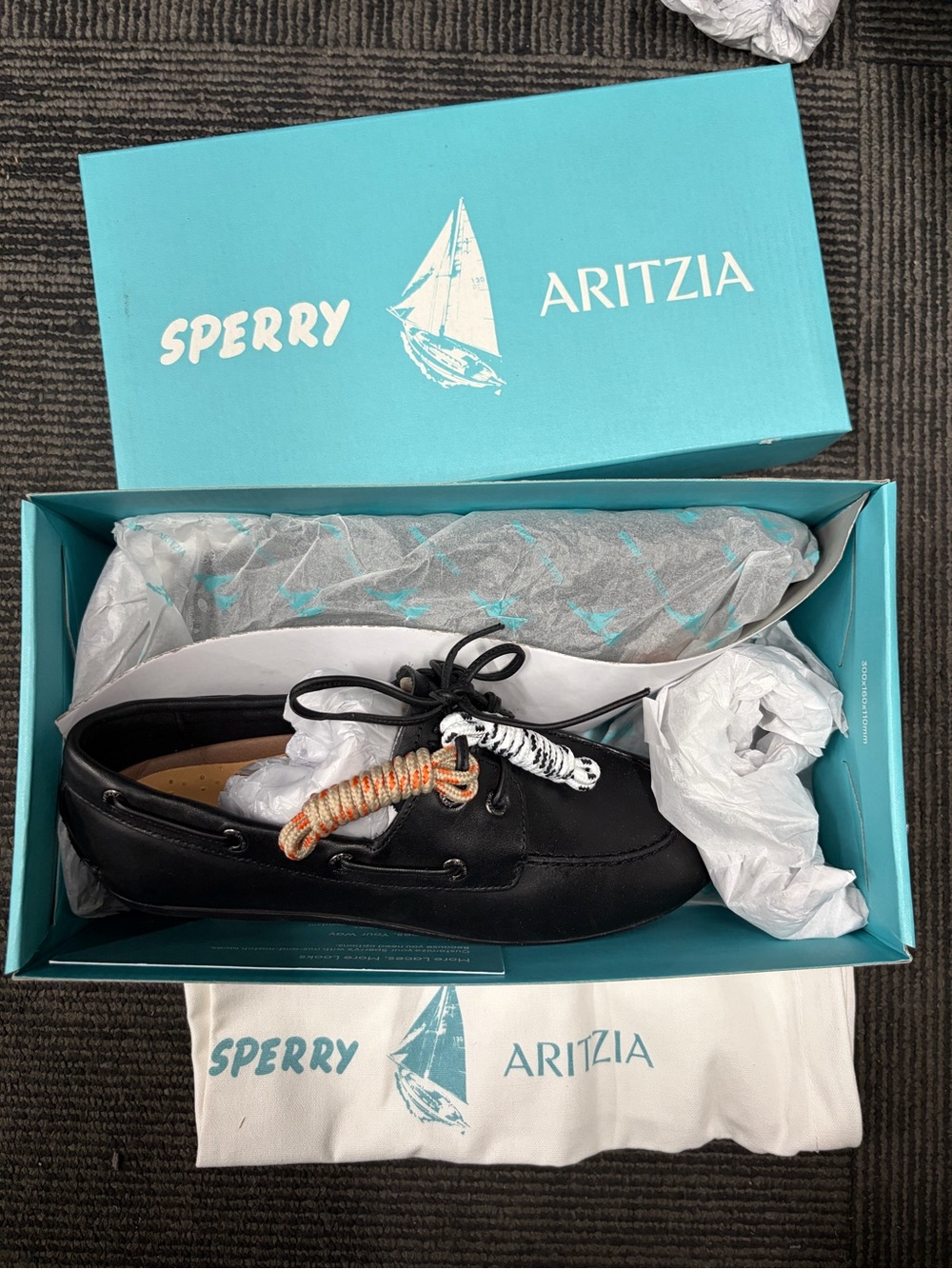 Sperry Women’s Black Boat Shoe with Multicolor Laces